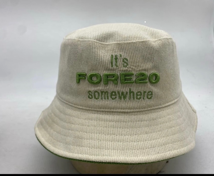 It’s FORE20 Somewhere – White Reversible Bucket Hat